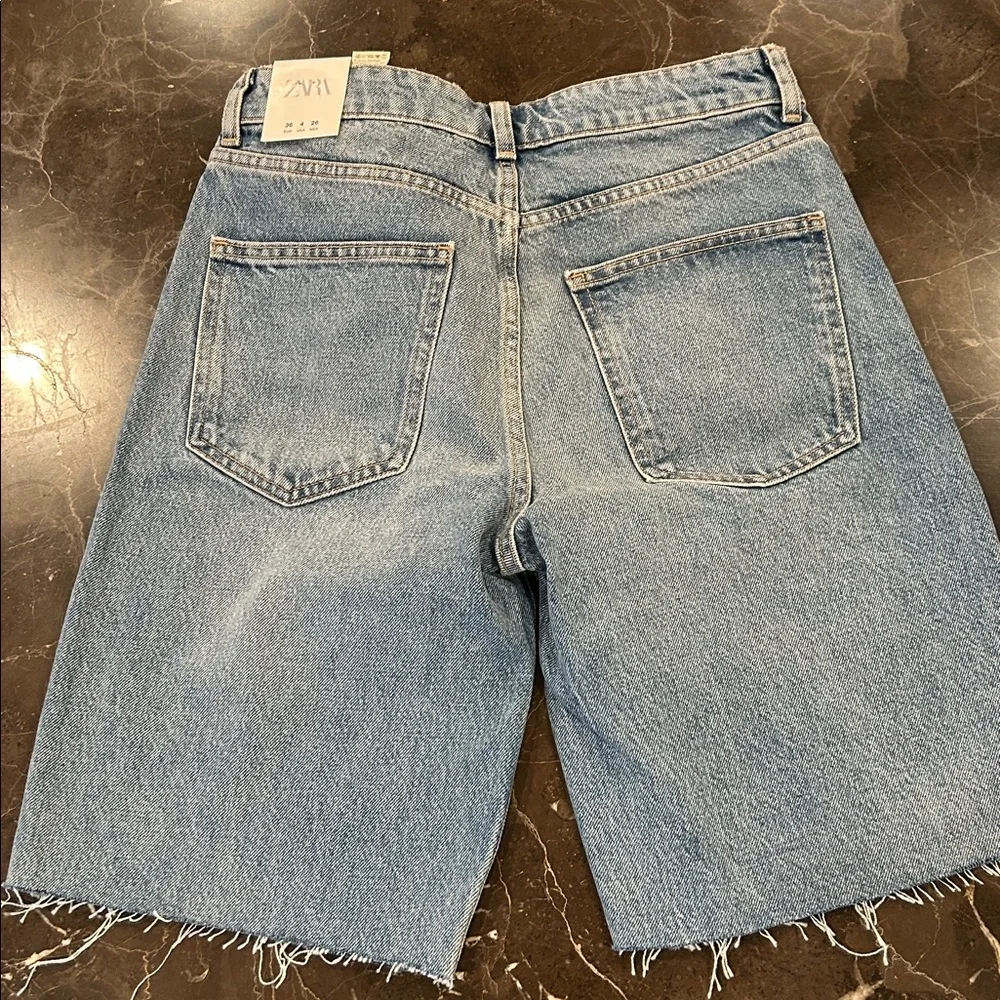 Zara Light Blue Denim Cutoff Shorts - Picture 8 of 9